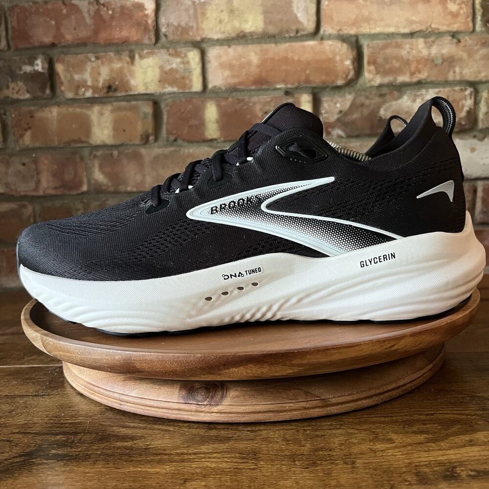 Brooks Glycerin 22 Mens 12 EE Black White Plush Cushioned Running Shoes Sneakers